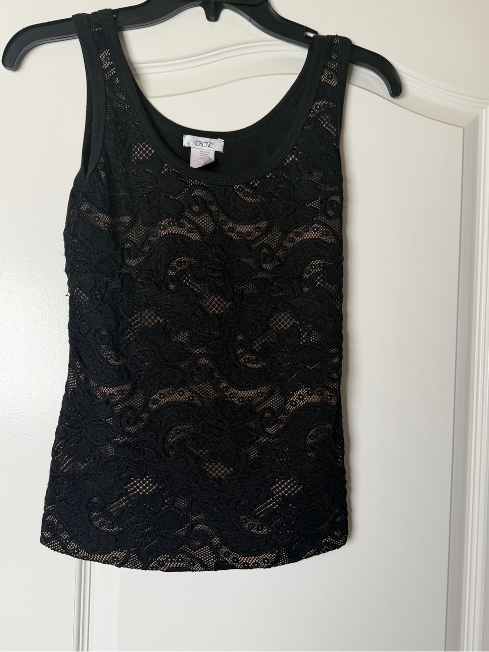 Cache Black Lace Sleeveless Tank Top